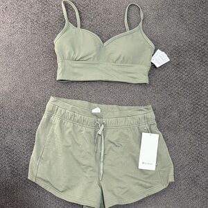 lululemon Shorts & Align Bra Sz 10 BNWT army green